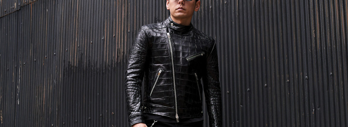 FIXER(フィクサー) F1 CROCODILE(エフワン クロコダイル) DOUBLE RIDERS Crocodile クロコダイル エキゾチックレザー ダブルライダース ジャケット BLACK(ブラック)【ご予約受付中】フィクサー ブラックパンサー エフワン ダブルライダース 愛知 名古屋 Alto e Diritto altoediritto アルトエデリット
