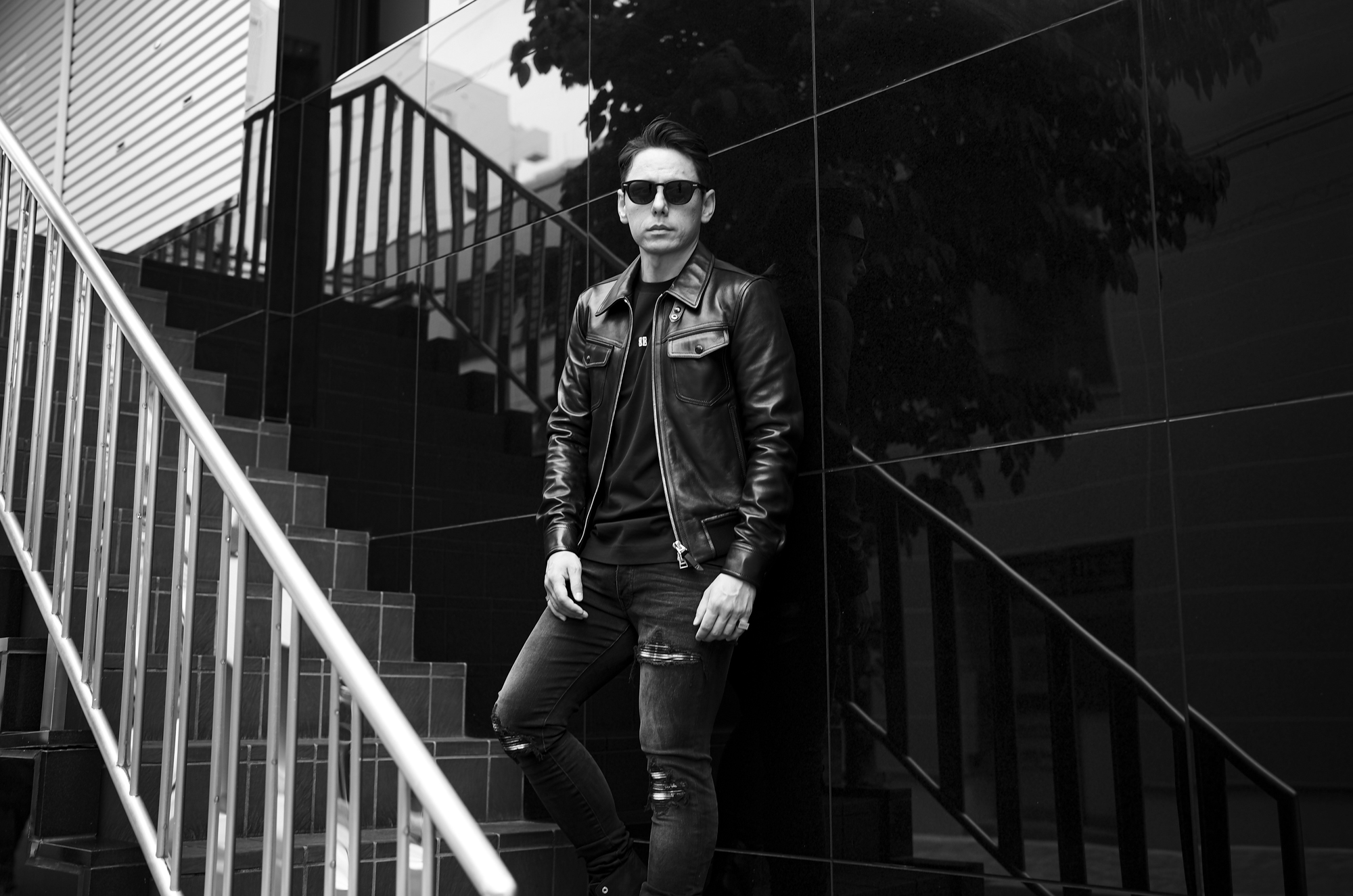 TOM FORD (トムフォード) NAPPA GRAIN LEATHER COLLAR BLOUSON (ナッパ グレイン レザー カラー ブルゾン) ラムレザー シングル ライダース ジャケット BLACK (ブラック) Made in italy (イタリア製) 2025 愛知 名古屋 Alto e Diritto altoediritto アルトエデリット レザージャケット ライダースジャケット