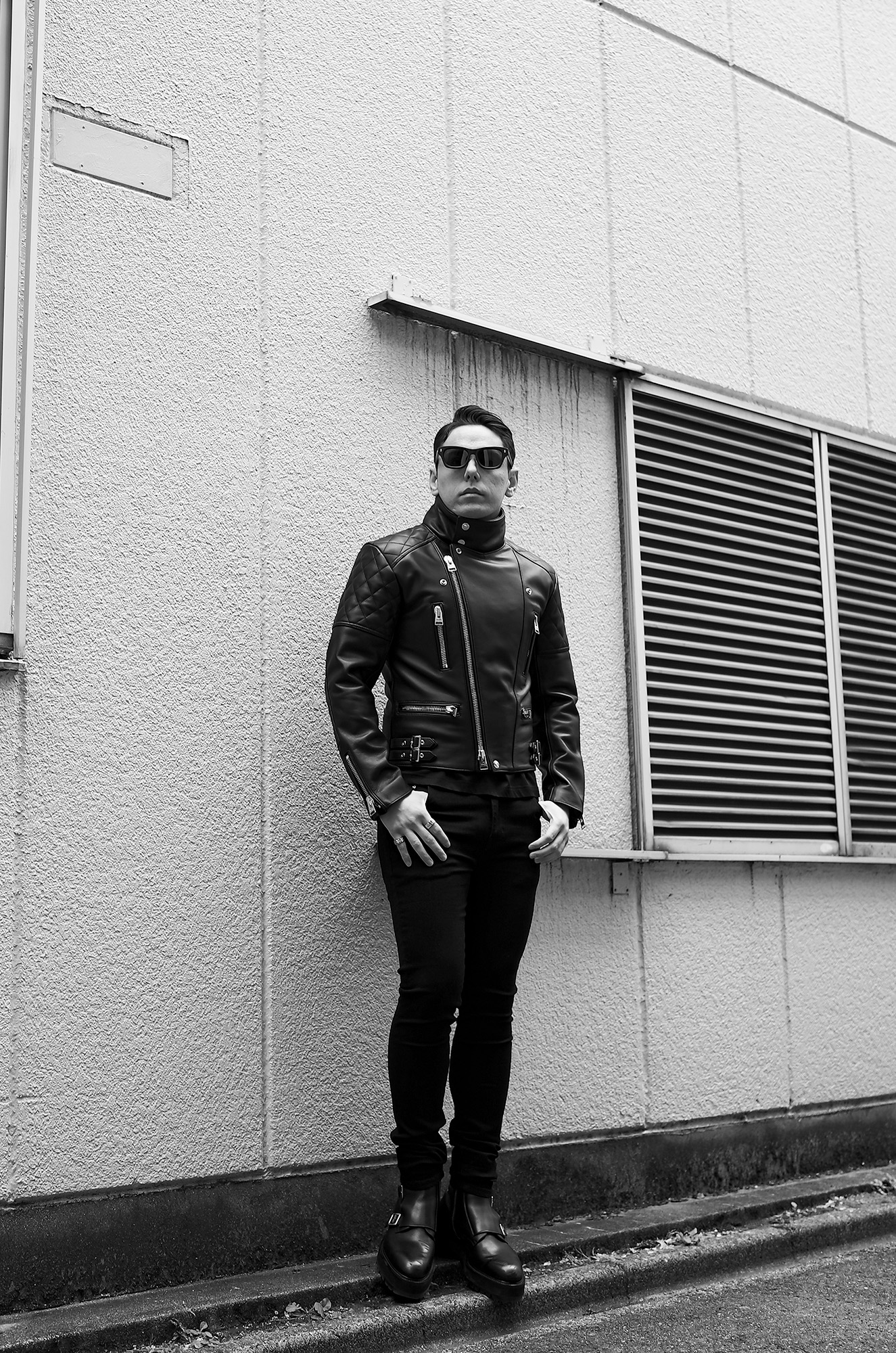 UNFADING (アンフェイディング) EAGLE (イーグル) SEMI DOUBLE RIDERS Cow Leather カウレザー セミダブル ライダース ジャケット BLACK (ブラック) Made in Japan (日本製) 愛知 名古屋 Alto e Diritto altoediritto アルトエデリット 魔裟斗 masato  魔裟斗チャンネル YOUTUBE 革ジャン レザージャケット 　ライダースジャケット