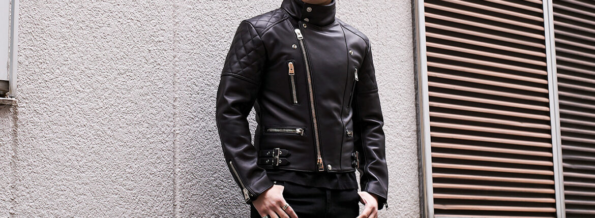 UNFADING (アンフェイディング) EAGLE (イーグル) SEMI DOUBLE RIDERS Cow Leather カウレザー セミダブル ライダース ジャケット BLACK (ブラック) Made in Japan (日本製) 【ご予約受付中】【2025.5.08(Thu)～2025.6.08(Sun)】のイメージ