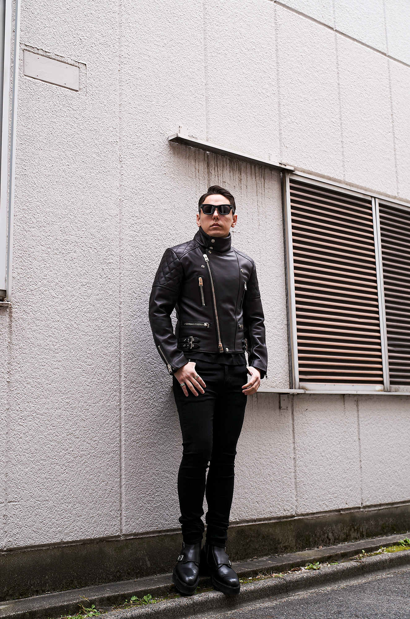 UNFADING (アンフェイディング) EAGLE (イーグル) SEMI DOUBLE RIDERS Cow Leather カウレザー セミダブル ライダース ジャケット BLACK (ブラック) Made in Japan (日本製) 愛知 名古屋 Alto e Diritto altoediritto アルトエデリット 魔裟斗 masato  魔裟斗チャンネル YOUTUBE 革ジャン レザージャケット 　ライダースジャケット