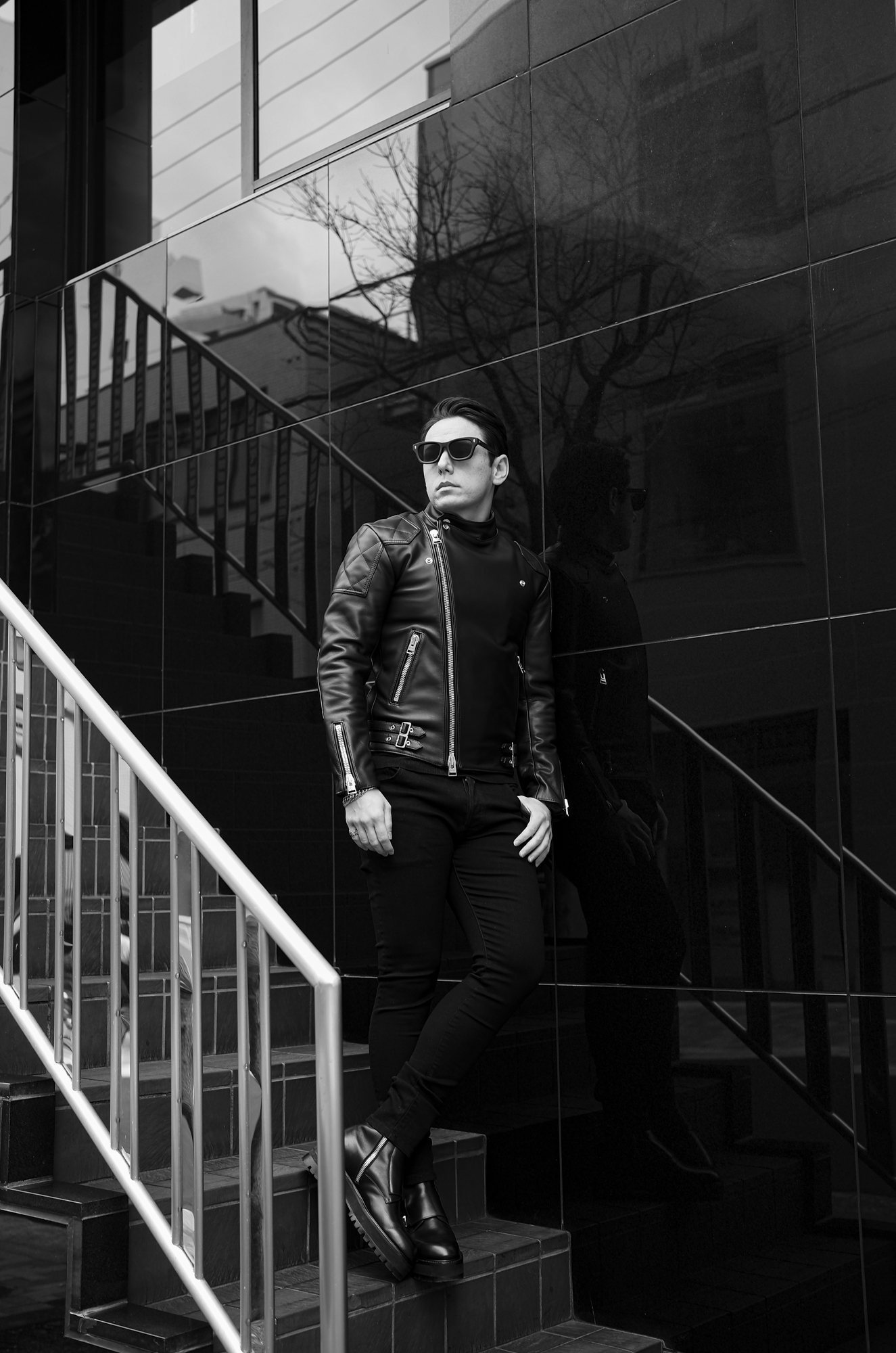 UNFADING (アンフェイディング) FALCON (ファルコン) SEMI DOUBLE RIDERS Cow Leather カウレザー セミダブル ライダース ジャケット BLACK (ブラック) Made in Japan (日本製) 愛知 名古屋 Alto e Diritto altoediritto アルトエデリット 魔裟斗 masato  魔裟斗チャンネル YOUTUBE 革ジャン レザージャケット 　ライダースジャケット