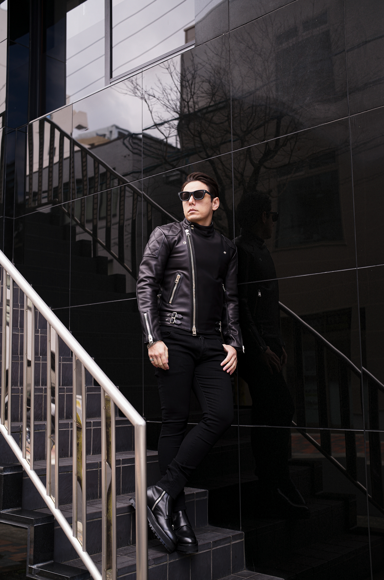 UNFADING (アンフェイディング) FALCON (ファルコン) SEMI DOUBLE RIDERS Cow Leather カウレザー セミダブル ライダース ジャケット BLACK (ブラック) Made in Japan (日本製) 愛知 名古屋 Alto e Diritto altoediritto アルトエデリット 魔裟斗 masato  魔裟斗チャンネル YOUTUBE 革ジャン レザージャケット 　ライダースジャケット