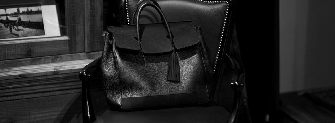ACATE × cuervo bopoha GHIBLI SHRINK LEATHER , NUBUCK LEATHER BLACK × SILVER アカーテ クエルボヴァローナ ギブリ トートバック レザーバック シュリンクレザー シボ革 愛知 名古屋 Alto e Diritto altoediritto アルトエデリット オーダー会 受注会