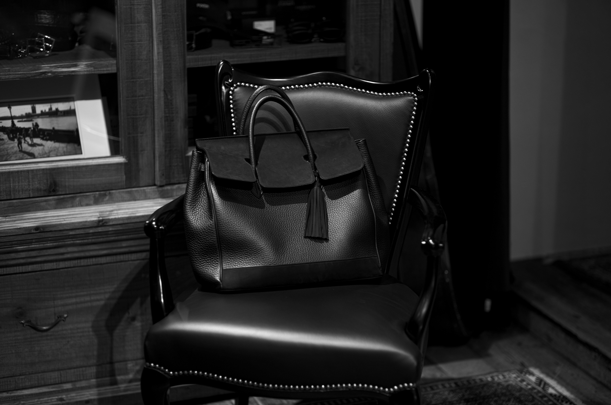 ACATE × cuervo bopoha GHIBLI SHRINK LEATHER , NUBUCK LEATHER BLACK × SILVER アカーテ クエルボヴァローナ ギブリ トートバック レザーバック シュリンクレザー シボ革 愛知 名古屋 Alto e Diritto altoediritto アルトエデリット オーダー会 受注会