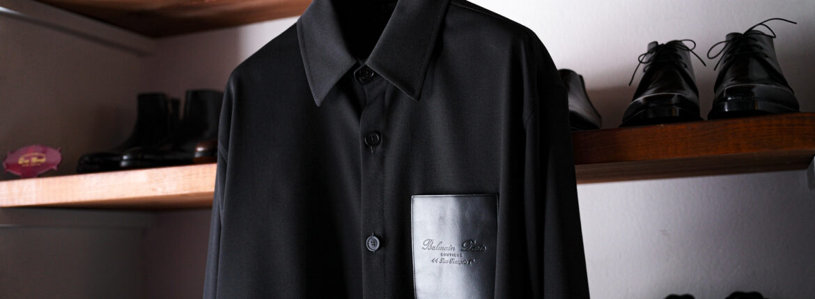 BALMAIN（バルマン）COUTURE LABEL GDP OVERSHIRT (クチュール ラベル ジーディーピー オーバーシャツ) レザーポケット オーバーシャツ NOIR (ブラック) 2025 愛知 名古屋 Alto e Diritto altoediritto アルトエデリット
