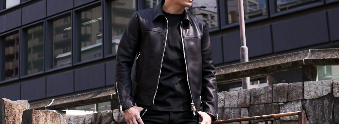 Balvenie Wilhelm (バルヴェニー ヴィルヘルム) No.17 SINGLE RIDERS 925 SILVER (ナンバーセブンティーン シングルライダース 925シルバー) COW LEATHER (カウレザー) レザージャケット シングルライダース ジャケット BLACK (ブラック) Made In England (イギリス製)【ご予約受付中】のイメージ