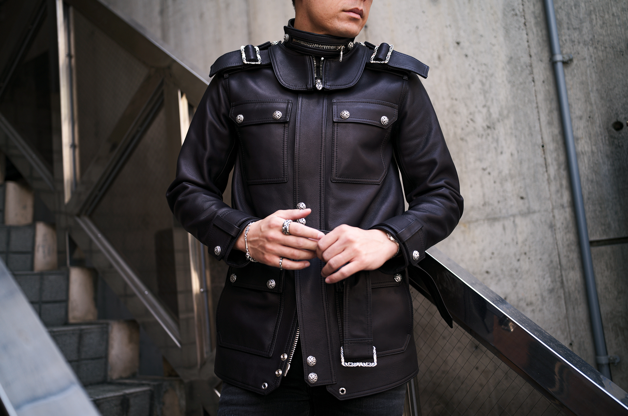 Balvenie Wilhelm (バルヴェニー ヴィルヘルム) No.19 SAFARI JACKET 925 SILVER (ナンバーナインティーン サファリジャケット 925シルバー) COW LEATHER (カウレザー) レザージャケット サファリジャケット BLACK (ブラック) Made In England (イギリス製) 【Special Model】愛知 名古屋 Alto e Diritto altoediritto アルトエデリット