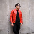 cuervo bopoha (クエルボ ヴァローナ) Satisfaction Leather Collection (サティスファクション レザー コレクション) RICHARD (リチャード) CALF SKIN (シュリンクカーフレザー) シングル ライダース ジャケット ORANGE (オレンジ) MADE IN JAPAN (日本製)のイメージ