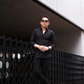 Finamore (フィナモレ) SEUL ITALIAN COLOR STRETCH COTTON SHIRTS ストレッチコットン ワンピースカラー シャツ BLACK (ブラック・5) made in italy (イタリア製) 2025のイメージ