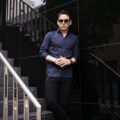 Finamore (フィナモレ) SEUL ITALIAN COLOR STRETCH COTTON SHIRTS ストレッチコットン ワンピースカラー シャツ NAVY (ネイビー・3) made in italy (イタリア製) 2025のイメージ