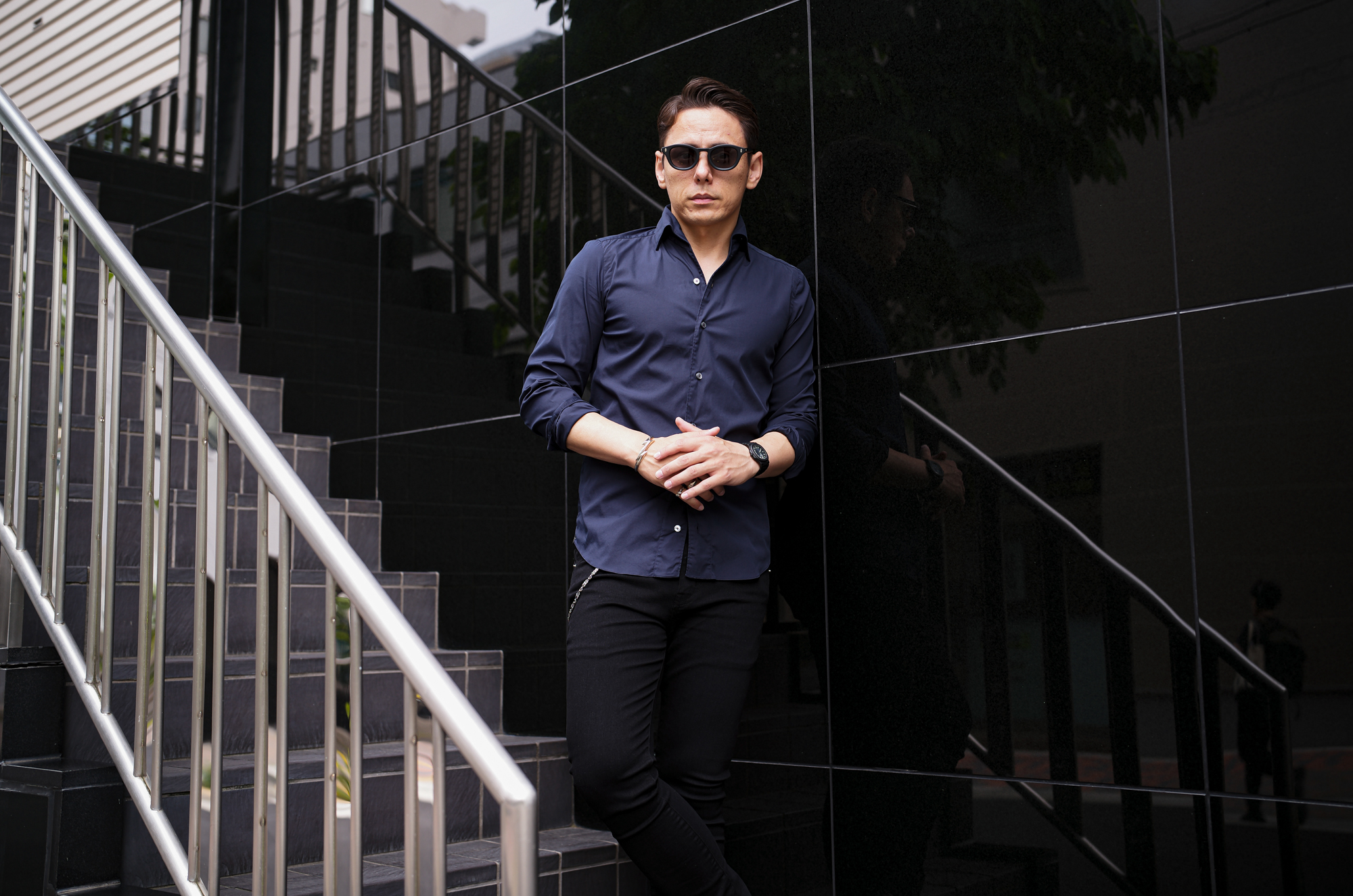 Finamore (フィナモレ) SEUL ITALIAN COLOR STRETCH COTTON SHIRTS ストレッチコットン ワンピースカラー シャツ NAVY (ネイビー・3) made in italy (イタリア製) 2025 愛知 名古屋 Alto e Diritto altoediritto アルトエデリット