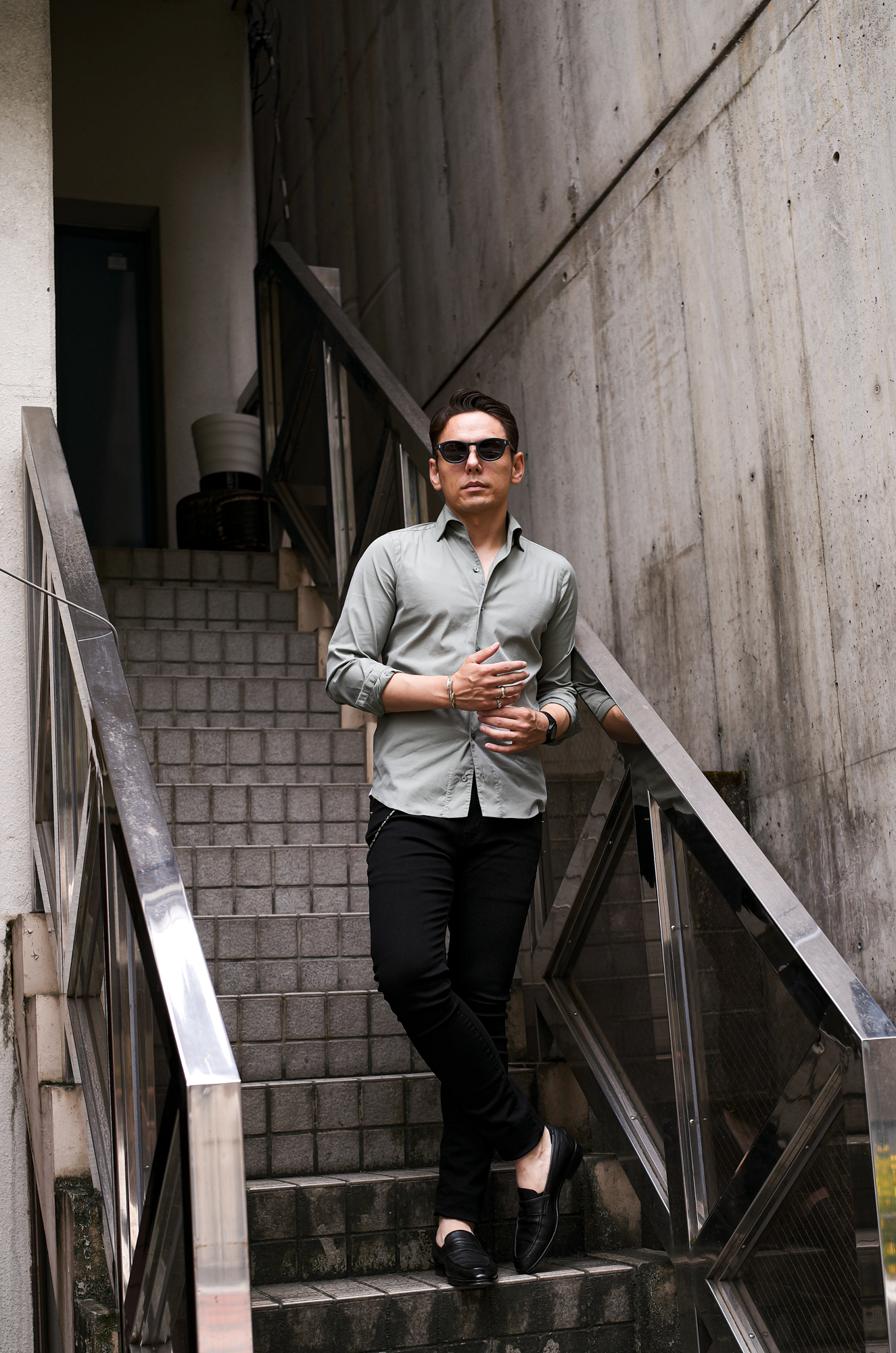 Finamore (フィナモレ) SEUL ITALIAN COLOR STRETCH COTTON SHIRTS ストレッチコットン ワンピースカラー シャツ KHAKI (カーキ・1) made in italy (イタリア製) 2025 愛知 名古屋 Alto e Diritto altoediritto アルトエデリット