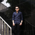 Finamore (フィナモレ) SEUL ITALIAN COLOR STRETCH COTTON SHIRTS ストレッチコットン ワンピースカラー シャツ NAVY (ネイビー・3) made in italy (イタリア製) 2025のイメージ