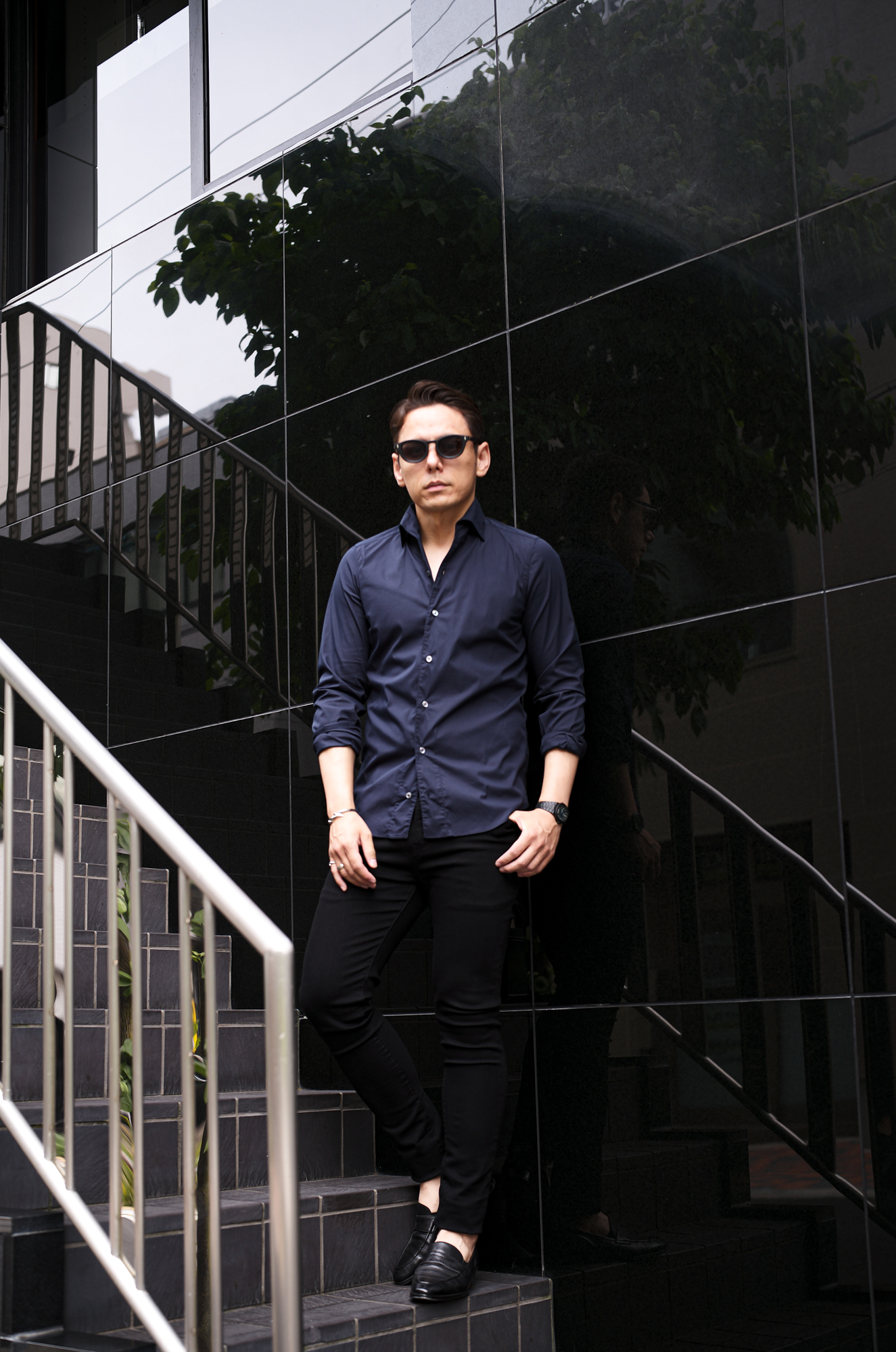 Finamore (フィナモレ) SEUL ITALIAN COLOR STRETCH COTTON SHIRTS ストレッチコットン ワンピースカラー シャツ NAVY (ネイビー・3) made in italy (イタリア製) 2025 愛知 名古屋 Alto e Diritto altoediritto アルトエデリット