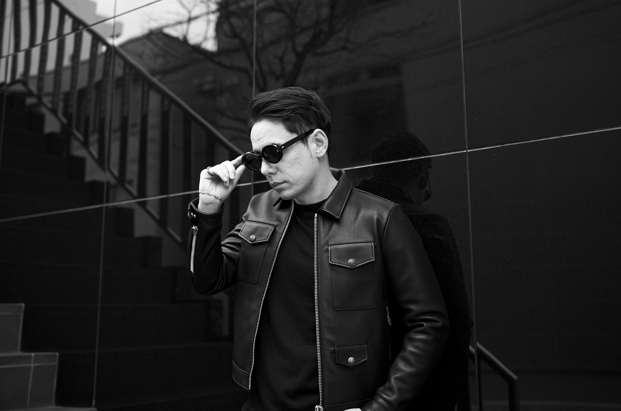 FIXER × CASABLANCA SPECTACLES (フィクサー × カサブランカ スペクタクルズ) GEFFEN (ゲフィン) ACETATE FLAME SILVER 925 アイウェア サングラス BLACK / BLACK SMOKE LENS　(ブラック × ブラックスモークレンズ) , MATTE BLACK / BLACK SMOKE LENS (マットブラック × ブラックスモークレンズ)　HANDCRAFTED IN JAPAN 【ご予約開始】愛知 名古屋 Alto e Diritto altoediritto アルトエデリット