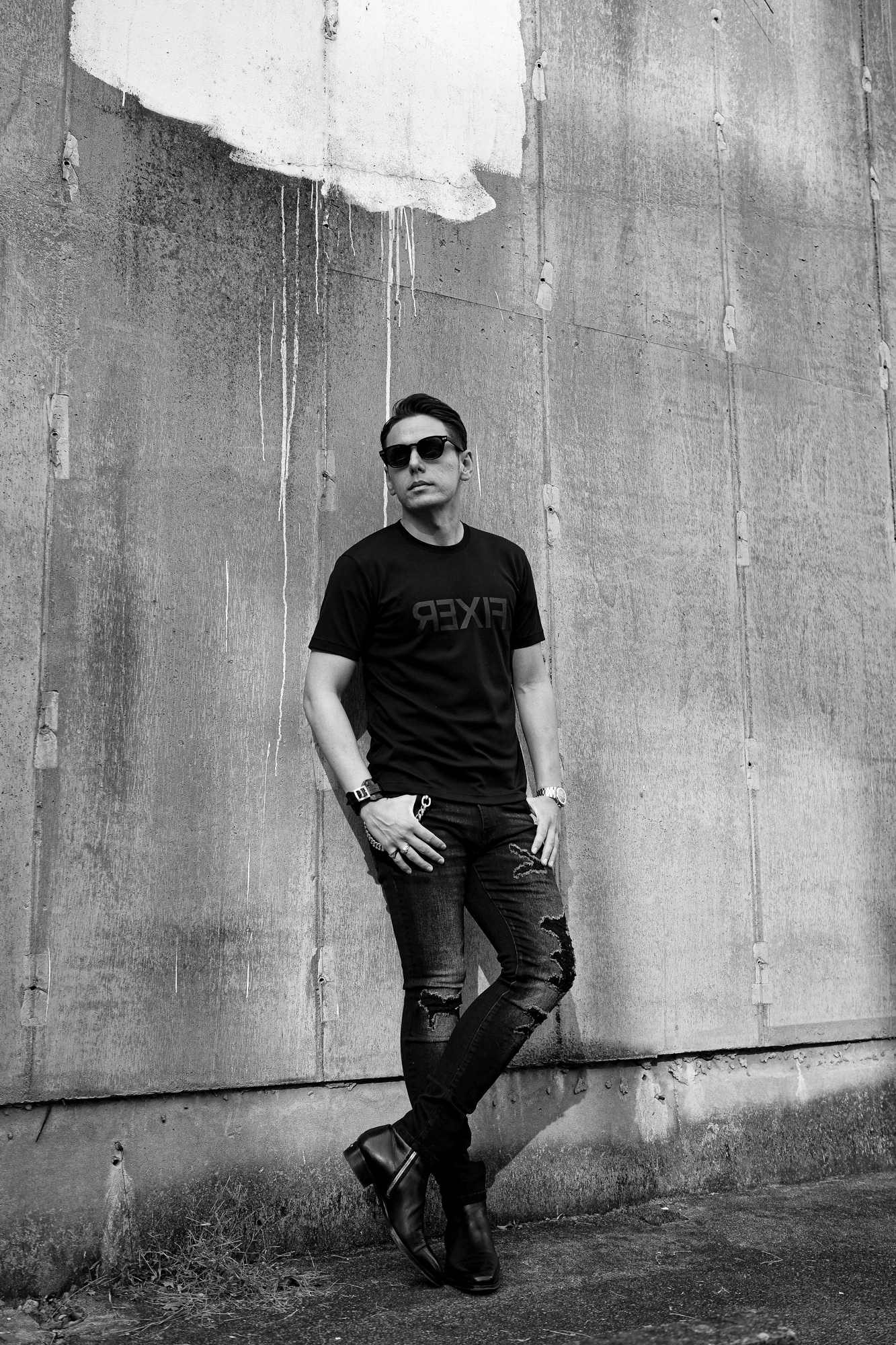 FIXER FTS-03 Reverse Print Crew Neck T-shirt ALL BLACK フィクサー リバースプリント Tシャツ オールブラック 愛知 名古屋 Alto e Diritto altoediritto アルトエデリット