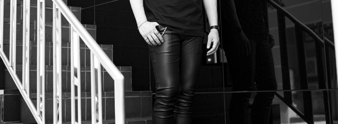 ISAMU KATAYAMA BACKLASH (イサムカタヤマ バックラッシュ) Deerskin Stretch Pants (ディアスキン ストレッチ パンツ) ディアスキン ストレッチ レザー スキニー パンツ BLACK (ブラック) 【ご予約開始】愛知 名古屋 Alto e Diritto altoediritto アルトエデリット