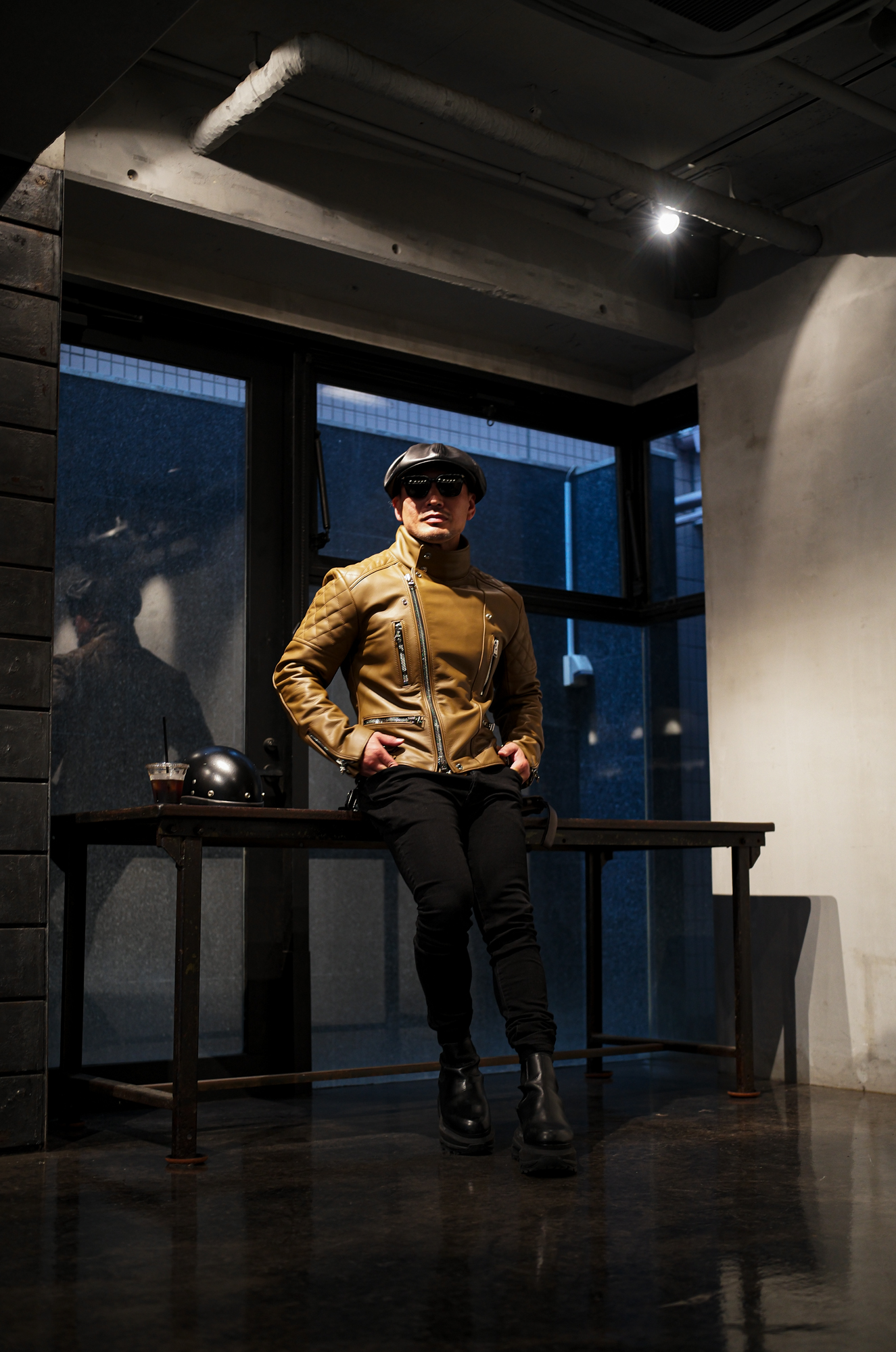 UNFADING (アンフェイディング) EAGLE (イーグル) SEMI DOUBLE RIDERS Cow Leather カウレザー セミダブル ライダース ジャケット LATTE (ラテ) Made in Japan (日本製)  愛知 名古屋 Alto e Diritto altoediritto アルトエデリット 魔裟斗 masato  魔裟斗チャンネル YOUTUBE 革ジャン レザージャケット 　ライダースジャケット