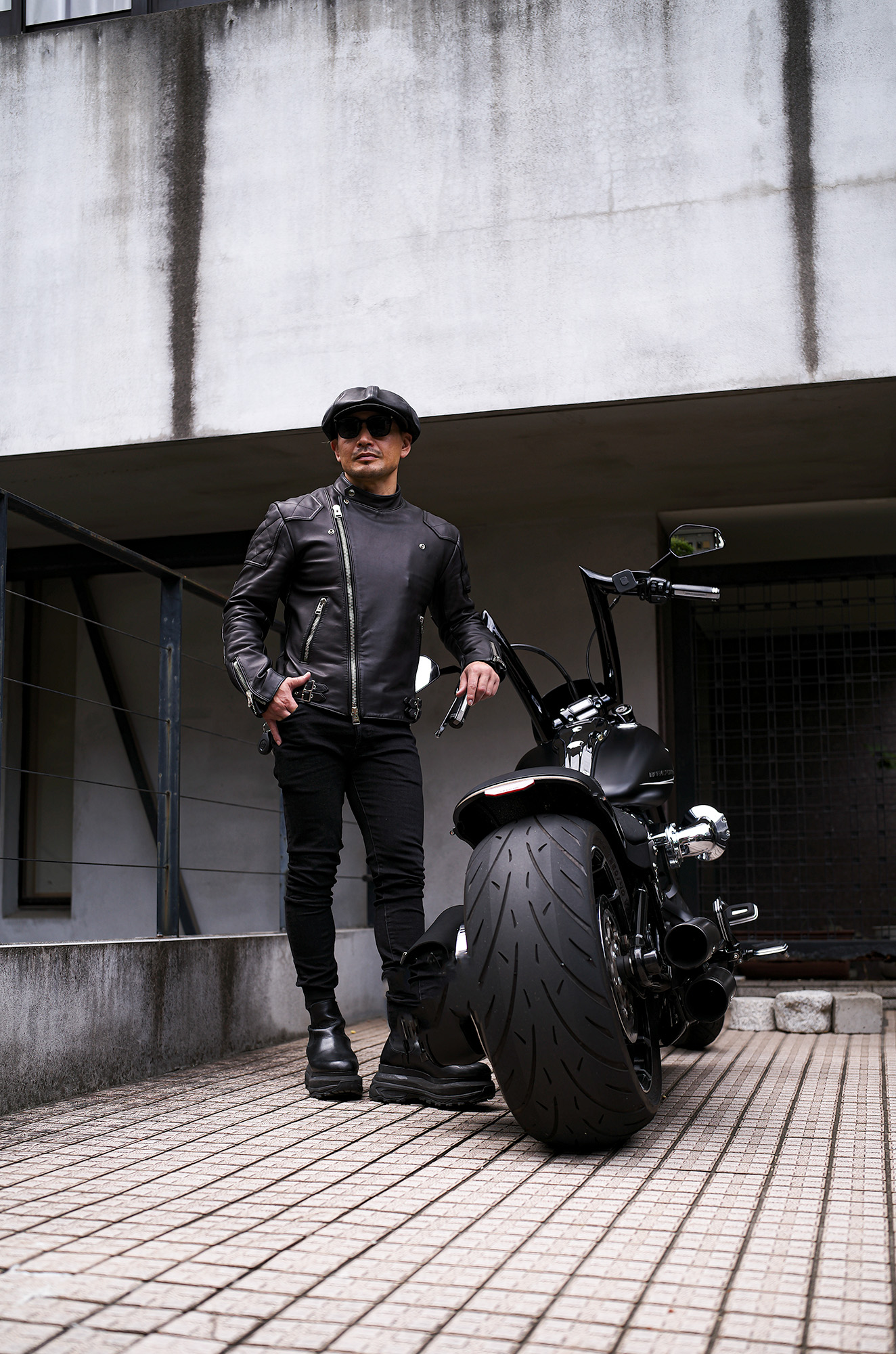 UNFADING (アンフェイディング) FALCON (ファルコン) SEMI DOUBLE RIDERS Cow Leather カウレザー セミダブル ライダース ジャケット BLACK (ブラック) Made in Japan (日本製) 愛知 名古屋 Alto e Diritto altoediritto アルトエデリット 魔裟斗 masato  魔裟斗チャンネル YOUTUBE 革ジャン レザージャケット 　ライダースジャケット