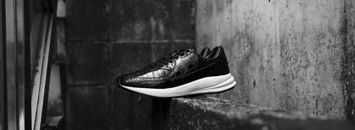 WH (ダブルエイチ) WHA-0001 FASTER Last (ファスター ラスト) CROCODILE LEATHER SNEAKERS クロコダイル レザー スニーカー BLACK×WHITE (ブラック×ホワイト) MADE IN JAPAN (日本製) 2025 【ご予約開始】愛知 名古屋 Alto e Diritto altoediritto アルトエデリット