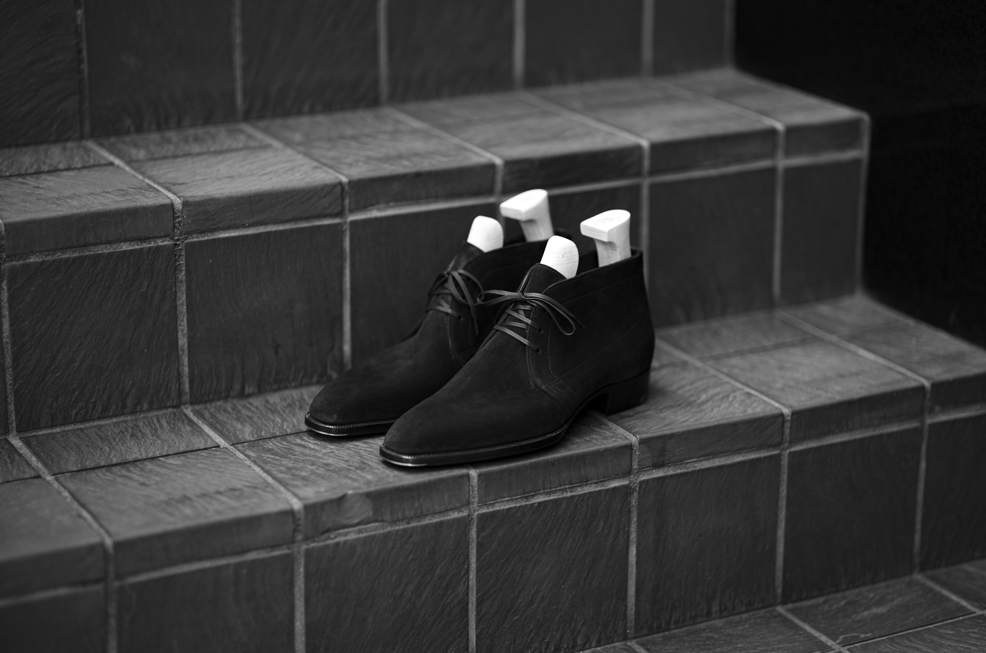 Yohei Fukuda "MTO" 3 Eyelet Chukka Boot Suede Leather Black 2025 ヨウヘイフクダ ダブルモンクストラップ ブラックカーフレザー ブラック 2025年 愛知 名古屋 Alto e Diritto altoediritto アルトエデリット