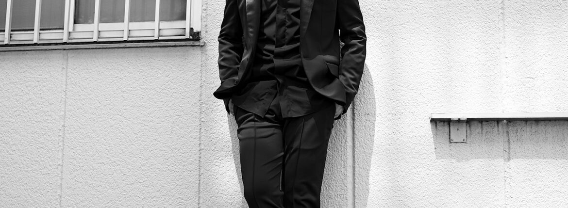 1PIU1UGUALE3 × Alto e Diritto "SMOKING JACKET" 【Alto e Diritto 別注】【Special Model】 スモーキングジャケット 1996年 男性のみが着用を許されていた タキシードジャケット スモーキングジャケット ドレスパンツ スラックス ナイロン 愛知 名古屋 Alto e Diritto altoediritto アルトエデリット