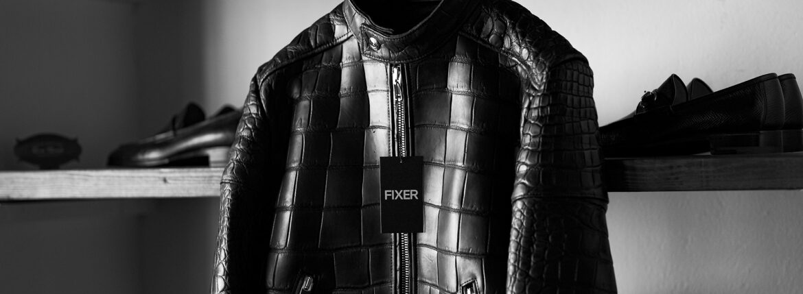 FIXER(フィクサー) F2 CROCODILE(エフツー クロコダイル) SINGLE RIDERS Mat Crocodile マットクロコダイル エキゾチックレザー シングルライダース ジャケット BLACK(ブラック) 【Special Special Special Model】愛知 名古屋 Alto e Diritto altoediritto アルトエデリット スペシャルライダース クロコダイルライダース レザージャケット ライダースジャケット