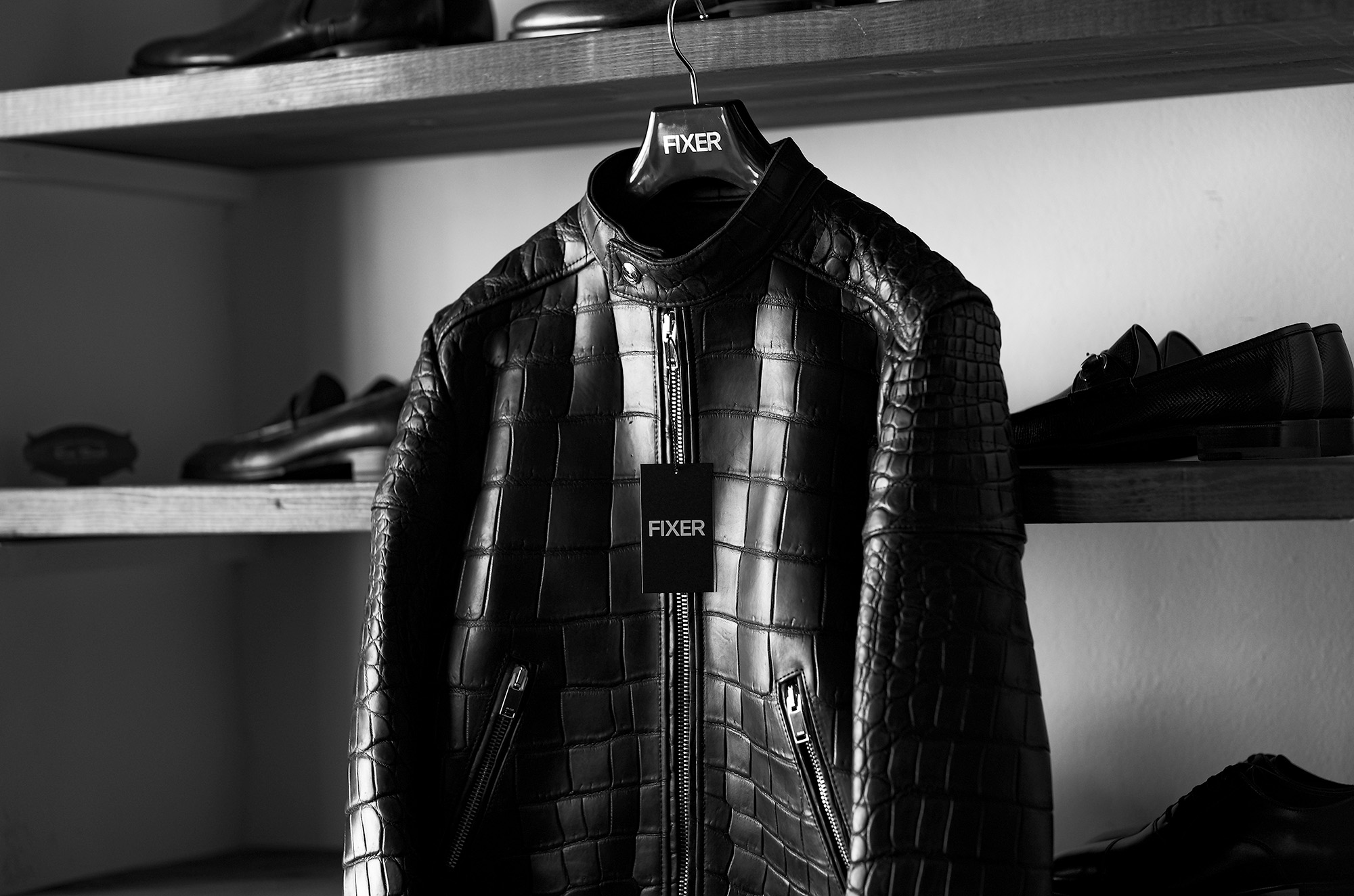 FIXER(フィクサー) F2 CROCODILE(エフツー クロコダイル) SINGLE RIDERS Mat Crocodile マットクロコダイル エキゾチックレザー シングルライダース ジャケット BLACK(ブラック) 【Special Special Special Model】愛知 名古屋 Alto e Diritto altoediritto アルトエデリット スペシャルライダース クロコダイルライダース レザージャケット ライダースジャケット