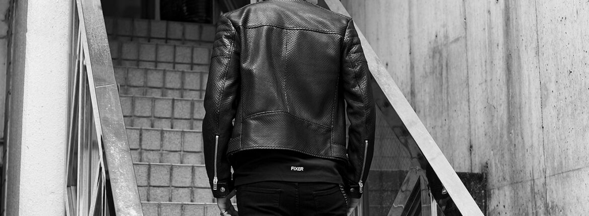 FIXER(フィクサー) F2 PYTHON(エフツー パイソン) SINGLE RIDERS PYTHON LEATHER パイソン エキゾチックレザー シングルライダース ジャケット BLACK(ブラック)【ご予約開始】愛知 名古屋 Alto e Diritto altoediritto アルトエデリット