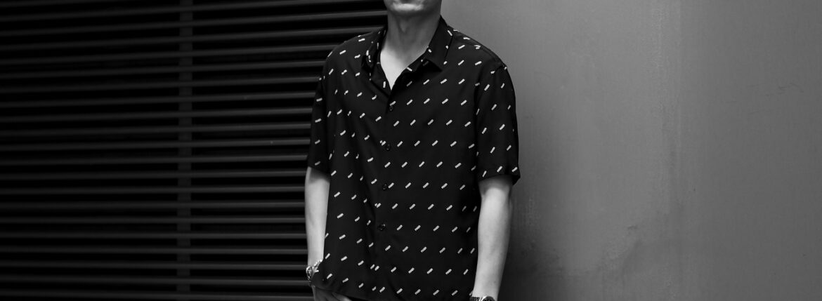 FIXER (フィクサー) FST-02 Silk Shirts ロゴプリント シルク シャツ BLACK (ブラック) 【ご予約開始】【2025.7.07(Mon)～2025.7.20(Sun)】 愛知 名古屋 Alto e Diritto altoediritto アルトエデリット 半袖シャツ シルクシャツ 柄シャツ