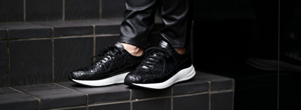 WH (ダブルエイチ) WHA-0001 FASTER Last (ファスター ラスト) CROCODILE LEATHER SNEAKERS クロコダイル レザー スニーカー BLACK×WHITE (ブラック×ホワイト) MADE IN JAPAN (日本製) 2025 【ご予約開始】愛知 名古屋 Alto e Diritto altoediritto アルトエデリット