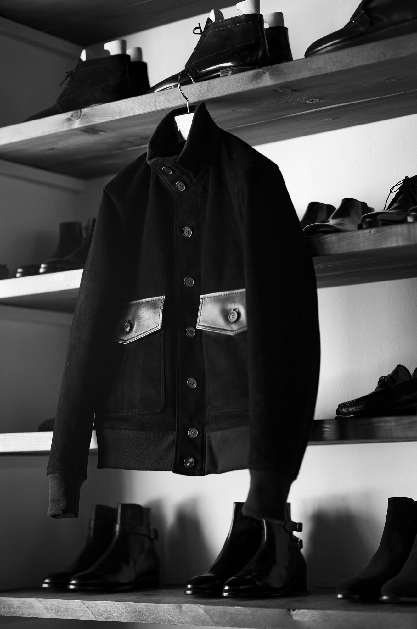 FIXER "F12" FLIGHT JACKET Cashmere Suede × Cow Leather BLACK フィクサー フライトジャケット カシミヤスエード カウレザー ブラック A1 A-1 愛知 名古屋 Alto e Diritto altoediritto アルトエデリット