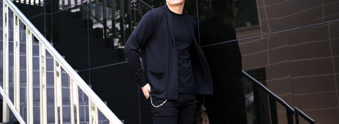 RIVORA (リヴォラ) Alashan Cashmere Knit Jacket アラシャン カシミア ニット ジャケット BLACK (ブラック・010) MADE IN JAPAN (日本製) 愛知 名古屋 Alto e Diritto altoediritto アルトエデリット ニット カシミヤニット　カシミヤ