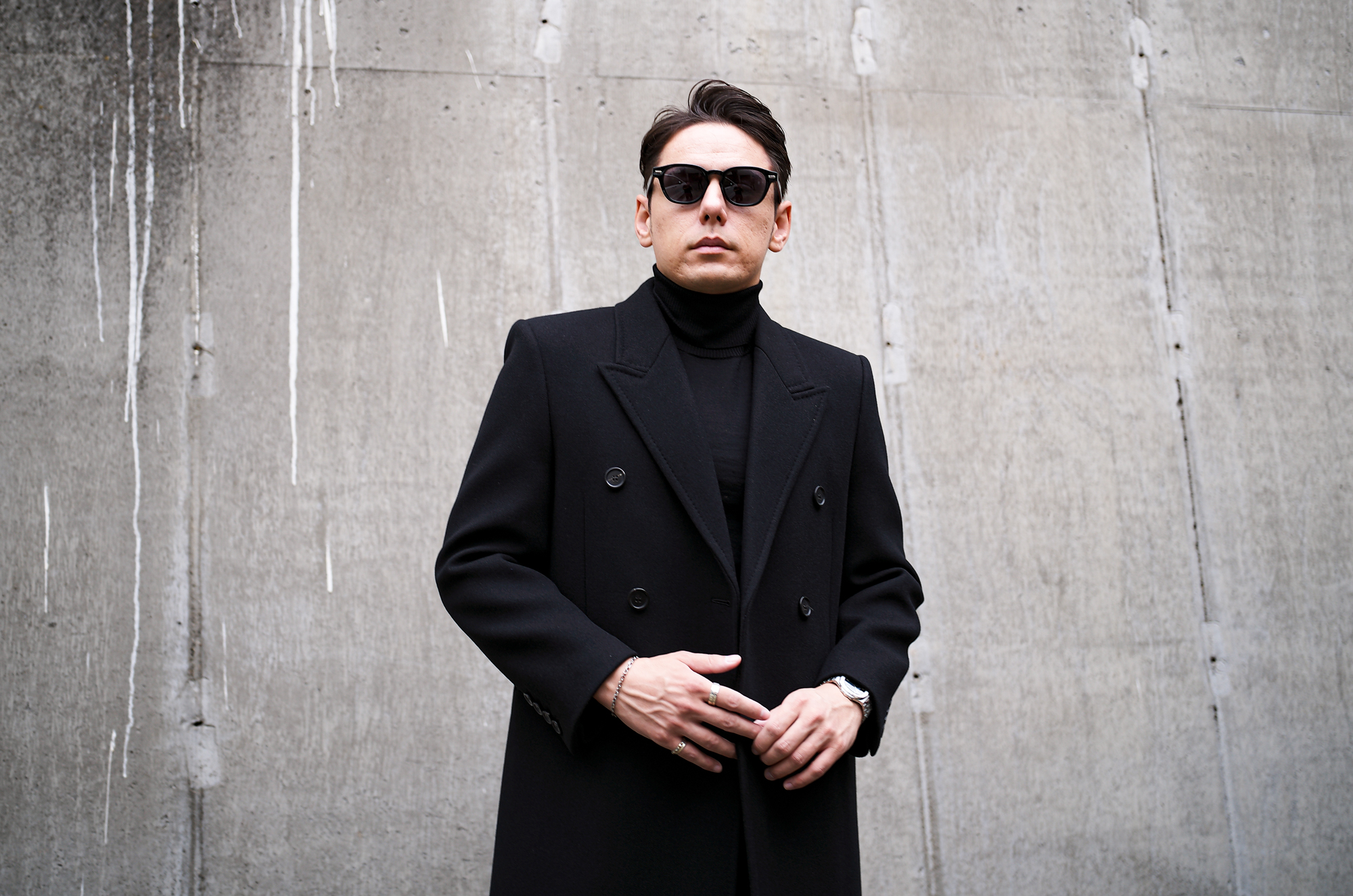 SAINT LAURENT (サンローラン) DOUBLE BREASTED WOOL COAT ダブルブレストウールコート BLACK (ブラック) Made in italy (イタリア製)  愛知 名古屋 Alto e Diritto altoediritto アルトエデリット SAINT LAURENT サンローラン コート ダブルコート ウールコート