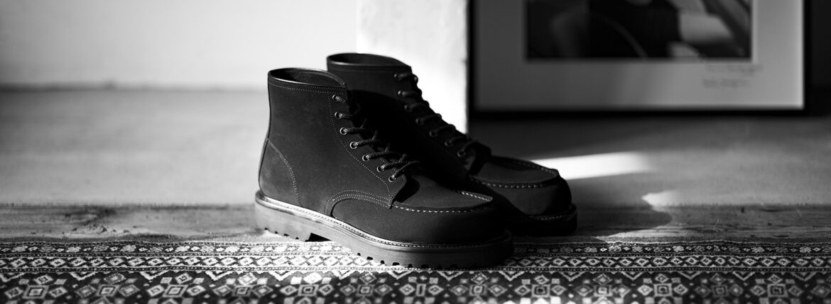 WH (ダブルエイチ) WHS-0755S 6-INCH CLASSIC MOC BOOTS (6インチ クラシック モック ブーツ) CHARLES F. STEAD SUPER BUCK (チャールズＦステッド スーパーバック) スエードレザー ブーツ BLACK (ブラック) MADE IN JAPAN (日本製)のイメージ