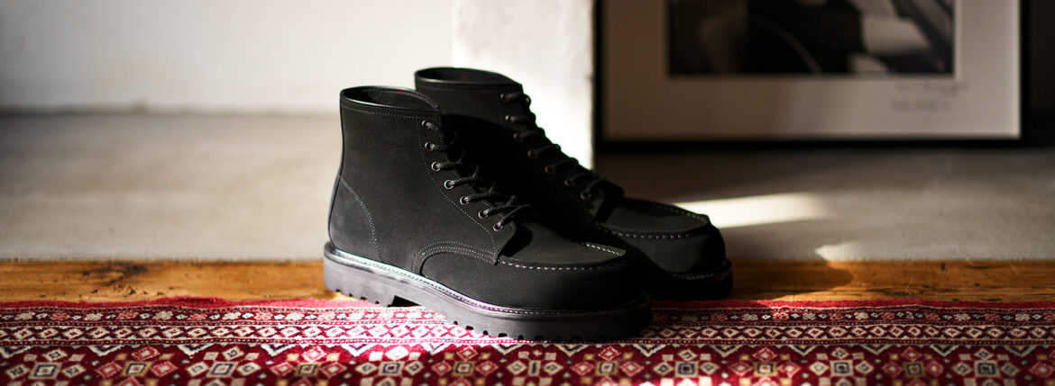 WH (ダブルエイチ) WHS-0755S 6-INCH CLASSIC MOC BOOTS (6インチ クラシック モック ブーツ) CHARLES F. STEAD SUPER BUCK (チャールズＦステッド スーパーバック) スエードレザー ブーツ BLACK (ブラック) MADE IN JAPAN (日本製) 【ご予約開始】【2025.8.25(Mon)～2025.9.28(Sun)】のイメージ