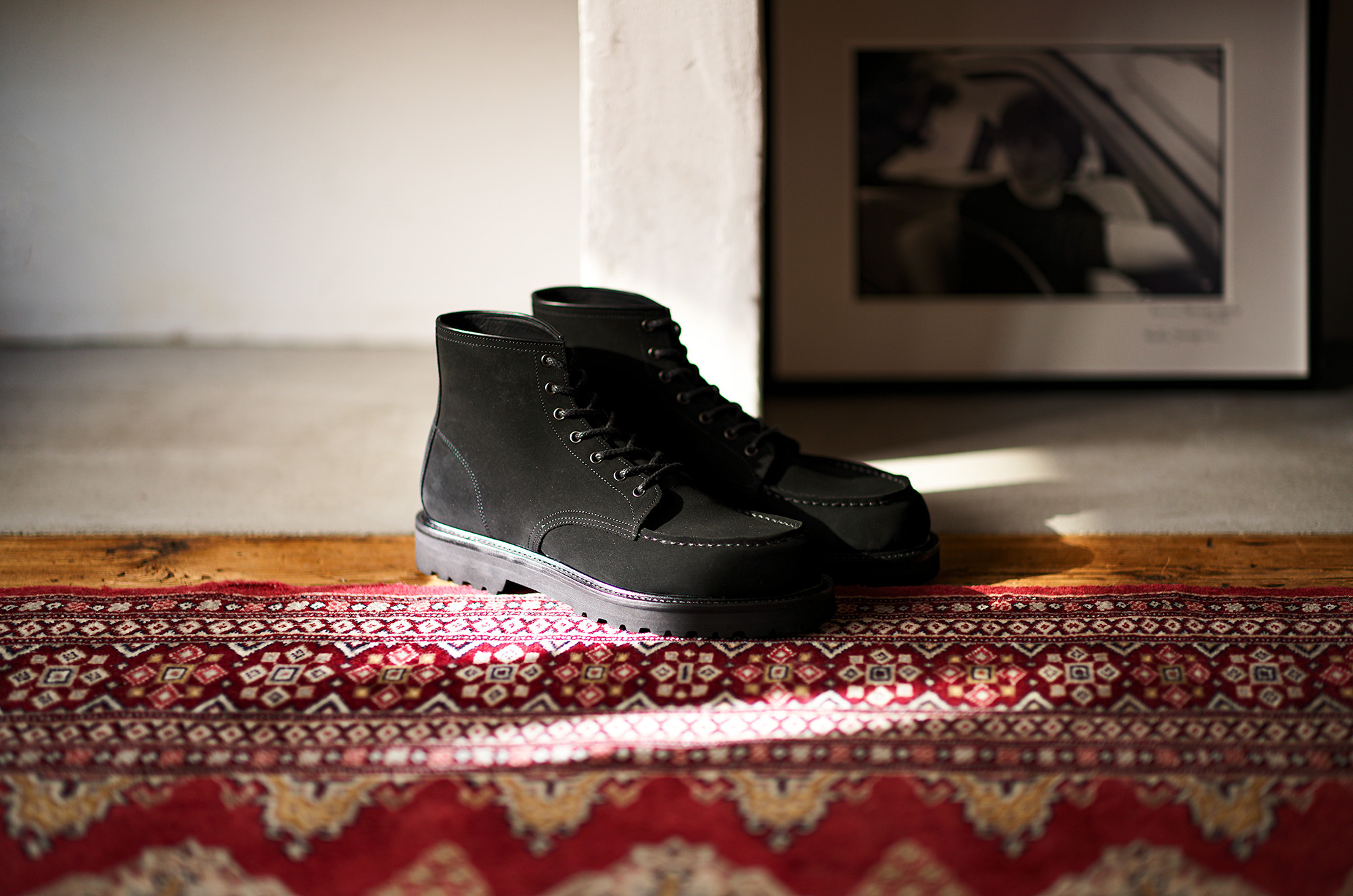 WH (ダブルエイチ) WHS-0755S 6-INCH CLASSIC MOC BOOTS (6インチ クラシック モック ブーツ) CHARLES F. STEAD SUPER BUCK (チャールズＦステッド スーパーバック) スエードレザー ブーツ BLACK (ブラック) MADE IN JAPAN (日本製) 愛知 名古屋 Alto e Diritto altoediritto アルトエデリット