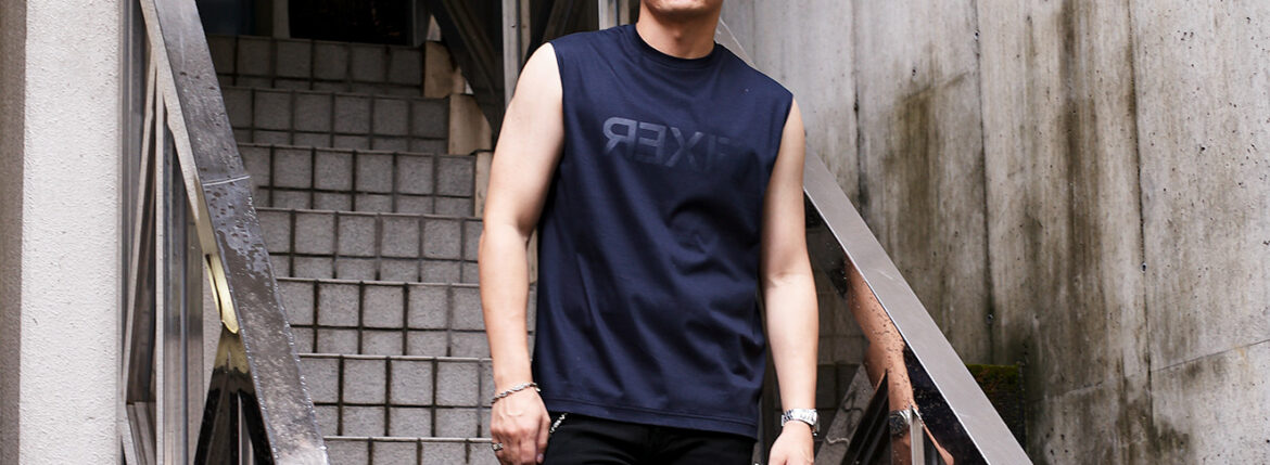 FIXER (フィクサー) FNS-01 Reverse Print Sleeveless T-shirt リバースプリント スリーブレス Tシャツ ALL NAVY (オールネイビー)【ご予約開始】【2025.9.15(Mon)～2025.9.29(Mon)】 フィクサー ノースリーブ タンクトップ リバースプリント オールネイビー 愛知 名古屋 Alto e Diritto altoediritto アルトエデリット