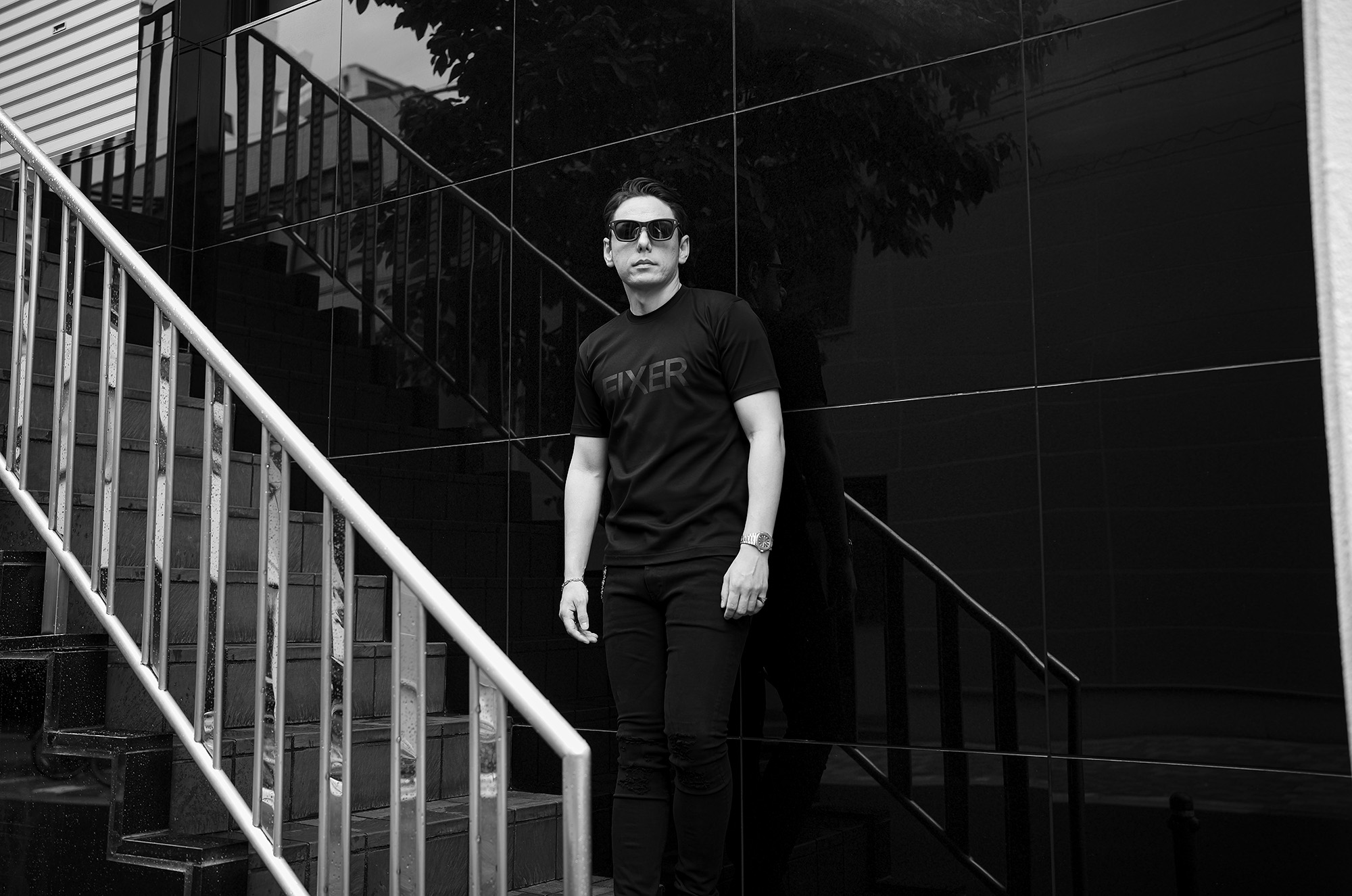 FIXER FTS-02 Print Crew Neck T-shirt ALL BLACK /// TOKYO LIMITED フィクサー Tシャツ オールブラック 東京限定 愛知 名古屋 Alto e Diritto altoediritto アルトエデリット