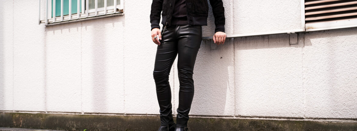 ISAMU KATAYAMA BACKLASH (イサムカタヤマ バックラッシュ) Deerskin Stretch Pants (ディアスキン ストレッチ パンツ) ディアスキン ストレッチ レザー スキニー パンツ BLACK (ブラック) 【ご予約開始】愛知 名古屋 Alto e Diritto altoediritto アルトエデリット 革パン
