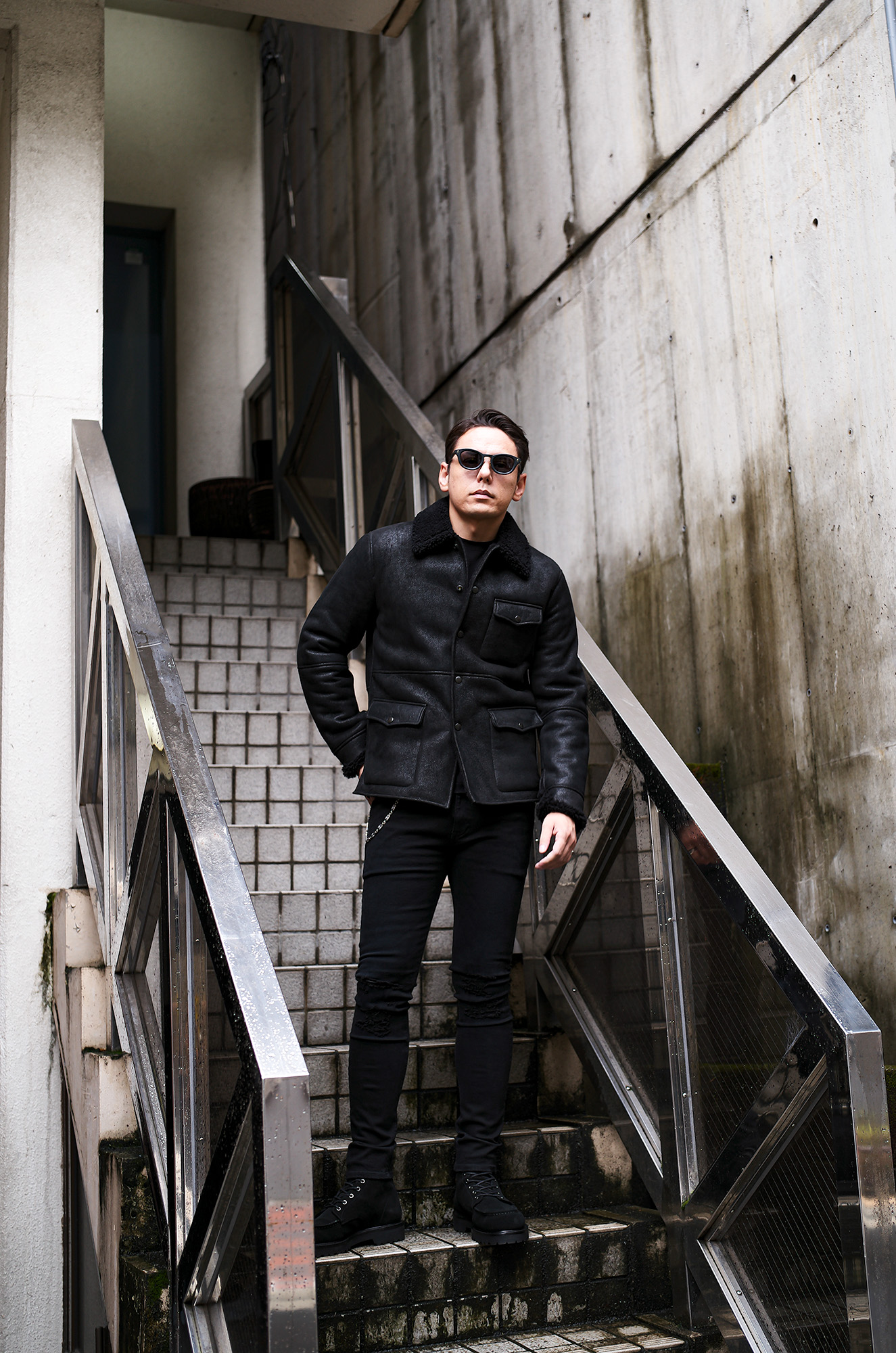 ISAMU KATAYAMA BACKLASH (イサムカタヤマ バックラッシュ) SPANISH MERINO MOUTON CAR COAT No.2165-04 (スペイン メリノ ムートン カー コート) ムートン カーコート BLACK (ブラック) 愛知 名古屋 Alto e Diritto altoediritto アルトエデリット