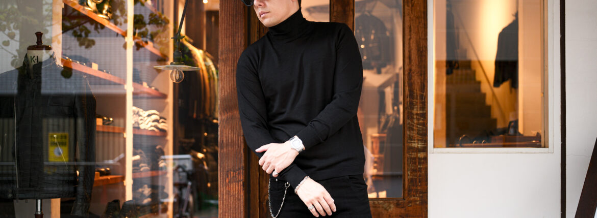 RIVORA (リヴォラ) 18G Wool Silk Turtle Neck Pull Over (18ゲージ ウールシルク タートルネック プルオーバー) ウールシルク タートルネック セーター BLACK (ブラック・010) MADE IN JAPAN (日本製) 2025秋冬新作 【発売開始】愛知 名古屋 Alto e Diritto altoediritto アルトエデリット