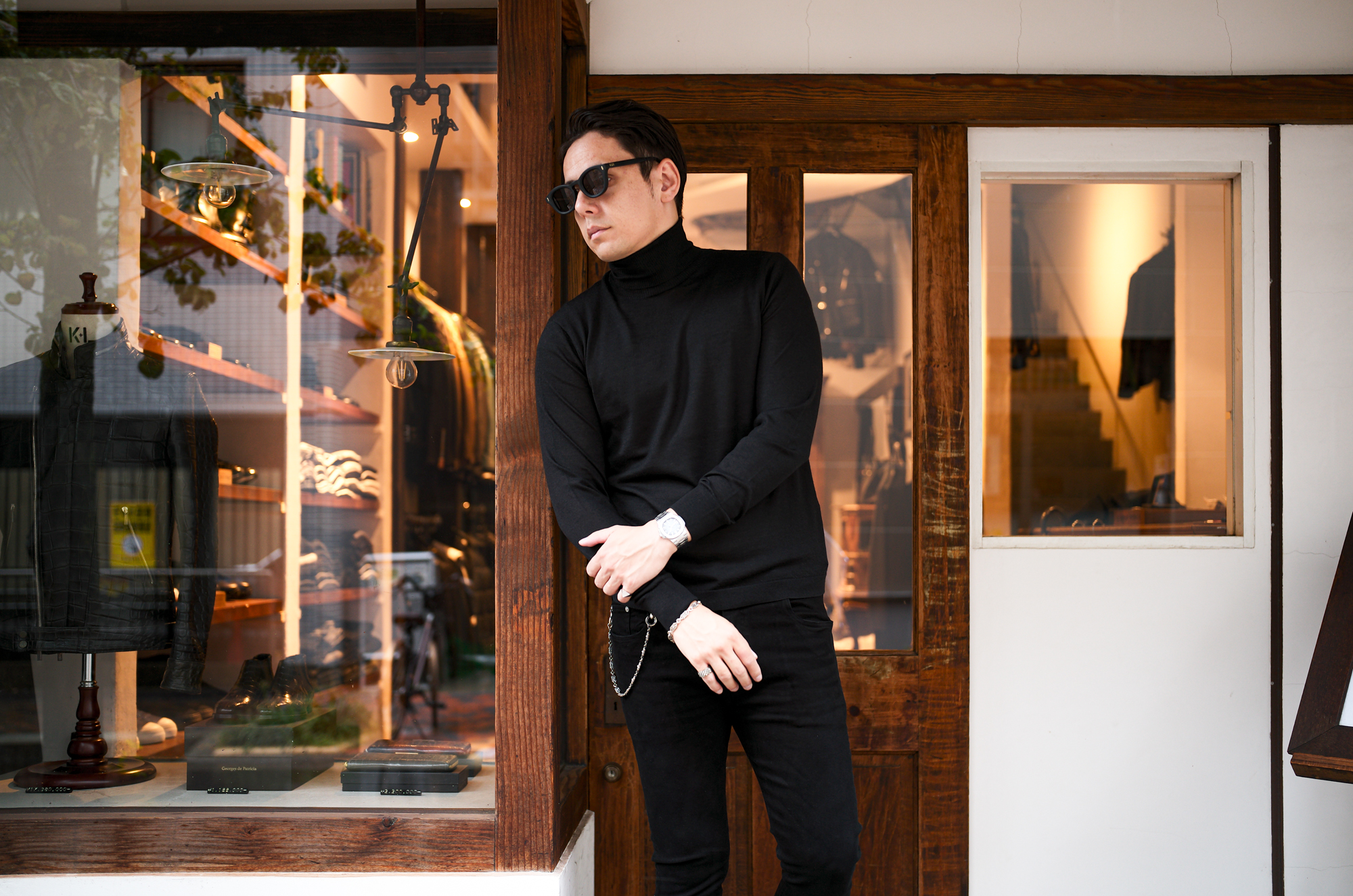 RIVORA (リヴォラ) 18G Wool Silk Turtle Neck Pull Over (18ゲージ ウールシルク タートルネック プルオーバー) ウールシルク タートルネック セーター BLACK (ブラック・010) MADE IN JAPAN (日本製) 2025秋冬新作 【発売開始】愛知 名古屋 Alto e Diritto altoediritto アルトエデリット