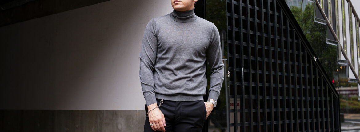 RIVORA (リヴォラ) 18G Wool Silk Turtle Neck Pull Over (18ゲージ ウールシルク タートルネック プルオーバー) ウールシルク タートルネック セーター GRAY (グレー・020) MADE IN JAPAN (日本製) 2025秋冬新作 【発売開始】愛知 名古屋 Alto e Diritto altoediritto アルトエデリット