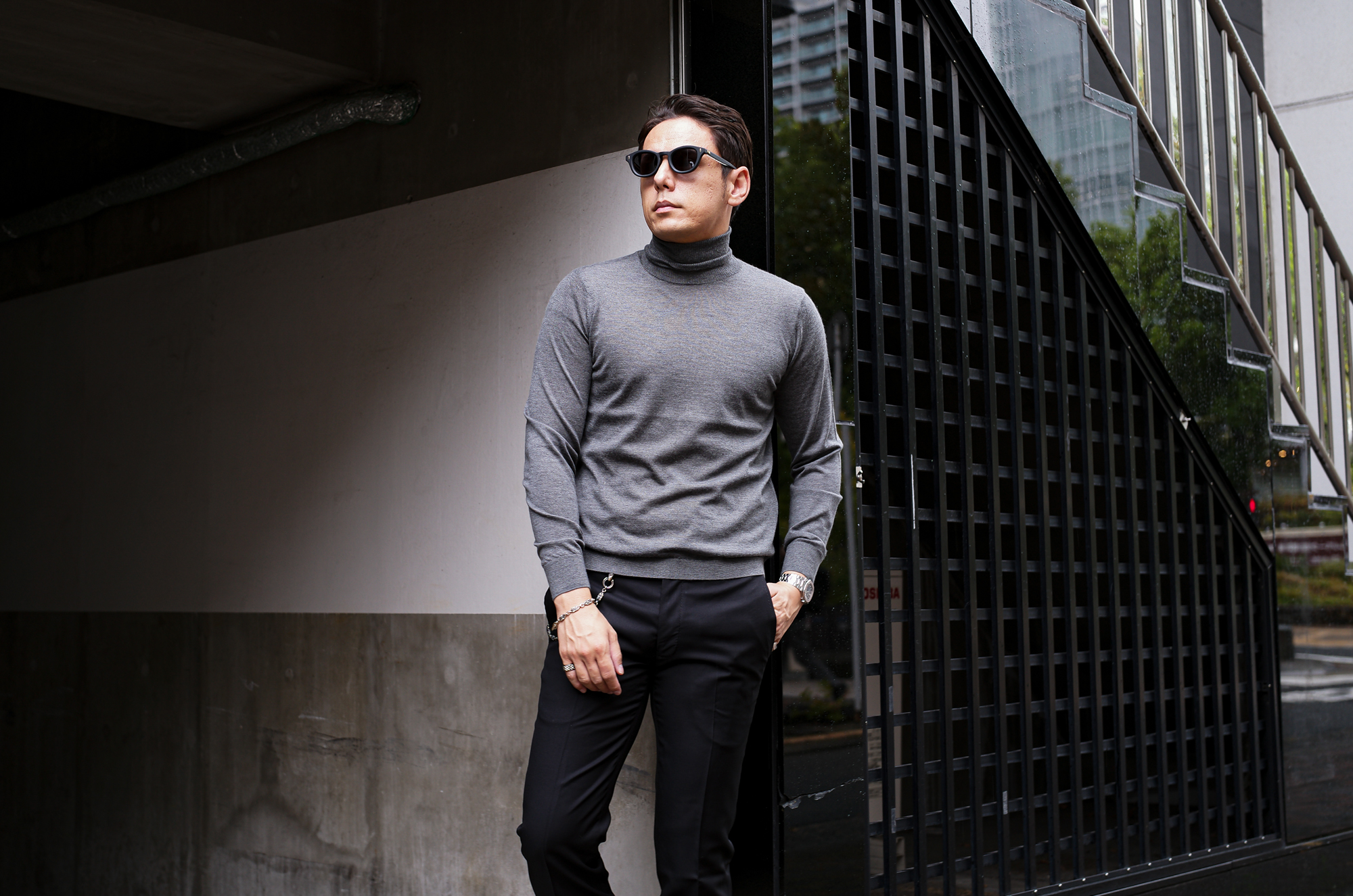 RIVORA (リヴォラ) 18G Wool Silk Turtle Neck Pull Over (18ゲージ ウールシルク タートルネック プルオーバー) ウールシルク タートルネック セーター GRAY (グレー・020) MADE IN JAPAN (日本製) 2025秋冬新作 【発売開始】愛知 名古屋 Alto e Diritto altoediritto アルトエデリット