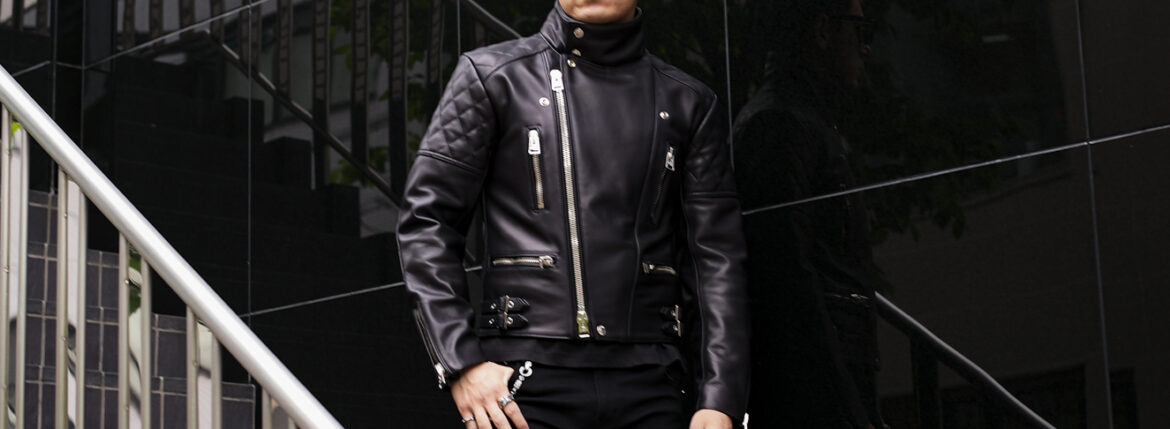 UNFADING (アンフェイディング) EAGLE (イーグル) SEMI DOUBLE RIDERS Cow Leather カウレザー セミダブル ライダース ジャケット BLACK (ブラック) Made in Japan (日本製) 愛知 名古屋 Alto e Diritto altoediritto アルトエデリット 魔裟斗 masato 魔裟斗チャンネル YOUTUBE 革ジャン レザージャケット 　ライダースジャケット