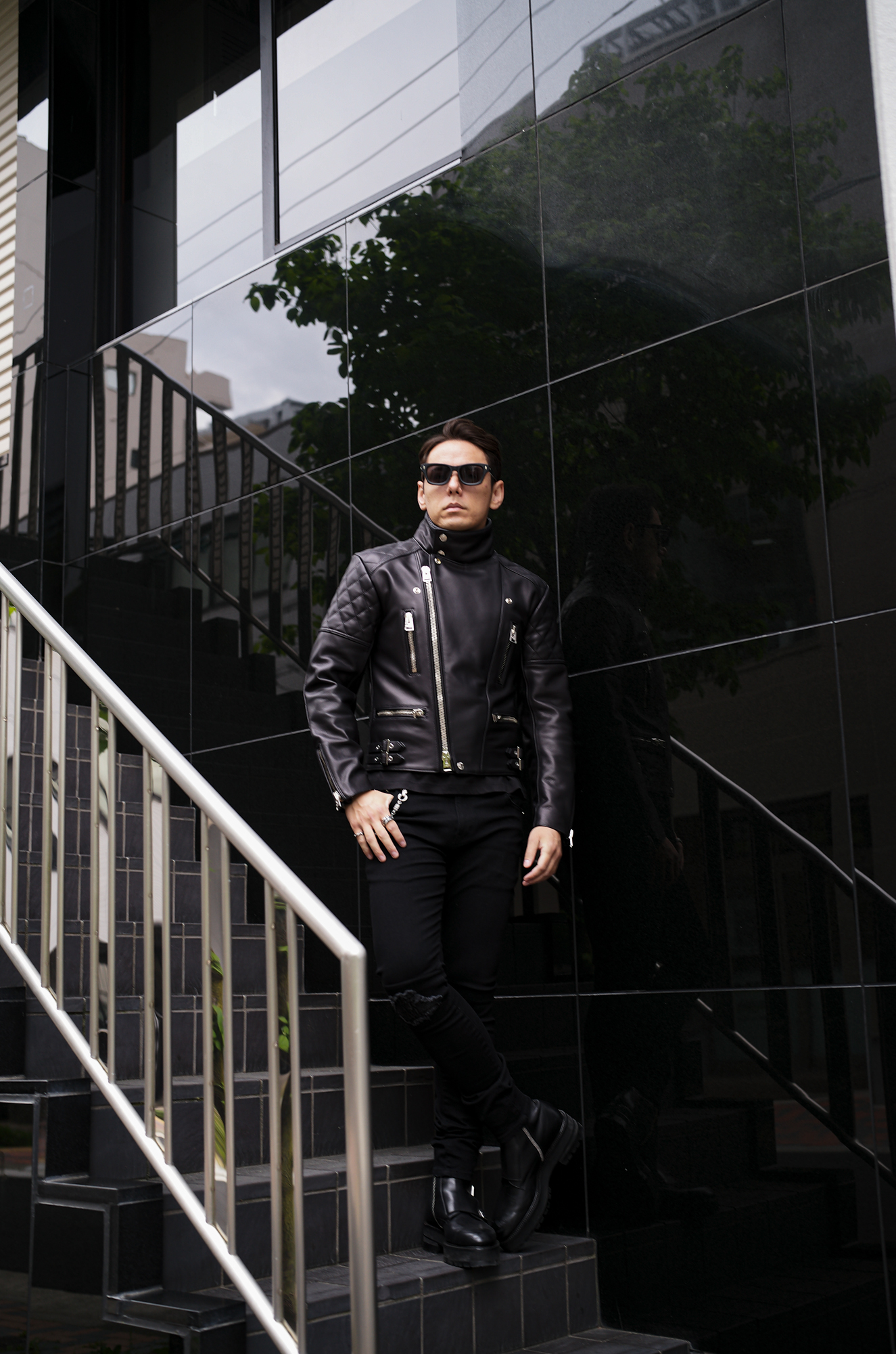 UNFADING (アンフェイディング) EAGLE (イーグル) SEMI DOUBLE RIDERS Cow Leather カウレザー セミダブル ライダース ジャケット BLACK (ブラック) Made in Japan (日本製) 愛知 名古屋 Alto e Diritto altoediritto アルトエデリット 魔裟斗 masato  魔裟斗チャンネル YOUTUBE 革ジャン レザージャケット 　ライダースジャケット