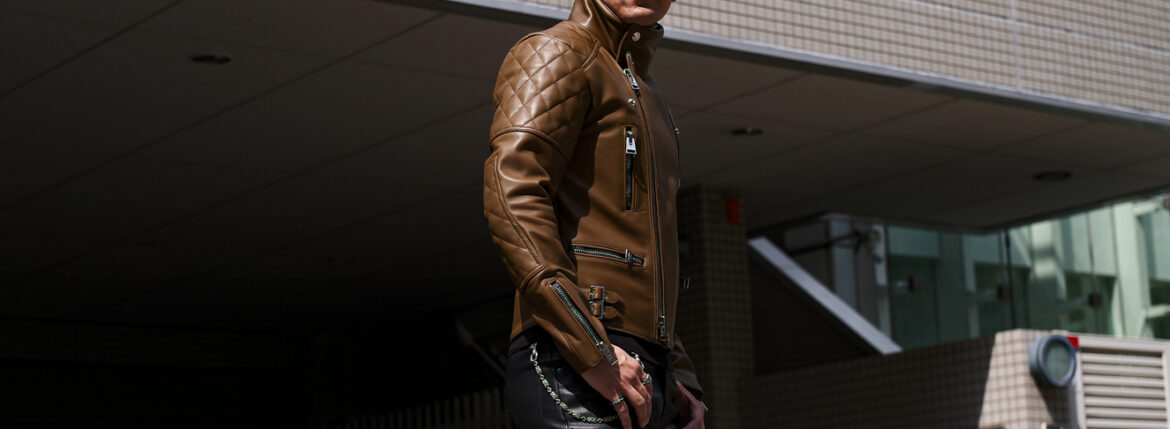 UNFADING (アンフェイディング) EAGLE (イーグル) SEMI DOUBLE RIDERS Cow Leather カウレザー セミダブル ライダース ジャケット LATTE (ラテ) Made in Japan (日本製) 愛知 名古屋 Alto e Diritto altoediritto アルトエデリット 魔裟斗 masato 魔裟斗チャンネル YOUTUBE 革ジャン レザージャケット 　ライダースジャケット