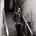 UNFADING (アンフェイディング) FALCON (ファルコン) SEMI DOUBLE RIDERS Cow Leather カウレザー セミダブル ライダース ジャケット BLACK (ブラック) Made in Japan (日本製) 【ご予約受付中】【2025.9.20(Sat)～2025.10.19(Sun)】のイメージ